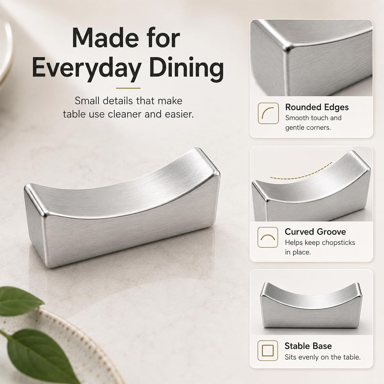 4 Pcs Stainless Steel Chopsticks Rest, Knife Rest and Chopsticks Holder, Silver Non Stick Chopsticks Stand Spoon Fork Tableware Holder, Prevents Rolling, for Home Restaurant