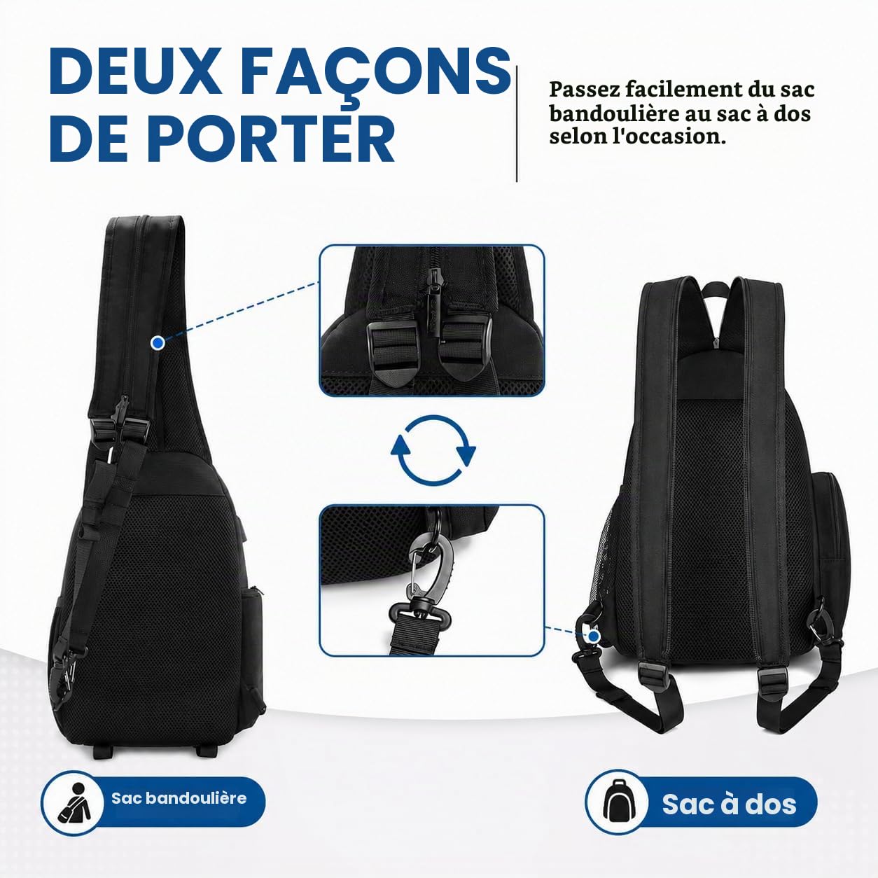 Cwatcun Sac pour Appareil Photo, Sac à bandoulière pour Appareil Photo, Sac pour Appareil Photo Reflex avec Port de Chargement USB Compatible, Sac à Dos étanche et résistant aux Chocs(2.0 Noir)