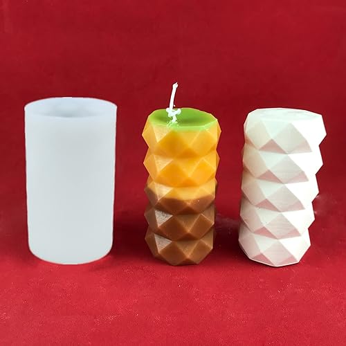 Miniatura 7 de Molde de silicona para velas de cilindro de diamante, cera de jabón geométrico, fondant, pastel de chocolate, caramelo, molde para hornear, resina
