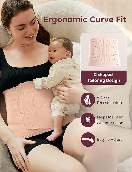 Momcozy Ergowrap Postpartum Belly Band for C-Section Recovery and Vaginal Birth, Abdominal Binder with 3D Lifting & Ergonomic Back Support, Seamless Belly Wrap Shapewear for Post Surgery Recovery