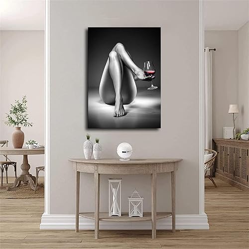 Miniatura 4 de Lienzo decorativo para pared, pintura de copa de vino de mujer, color blanco y negro, fotos de hermosas niñas, pósteres abstractos modernos,