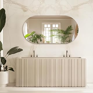 Oval Wall Mirror, 48"x24" Frameless Bathroom Mirror for Over Sink