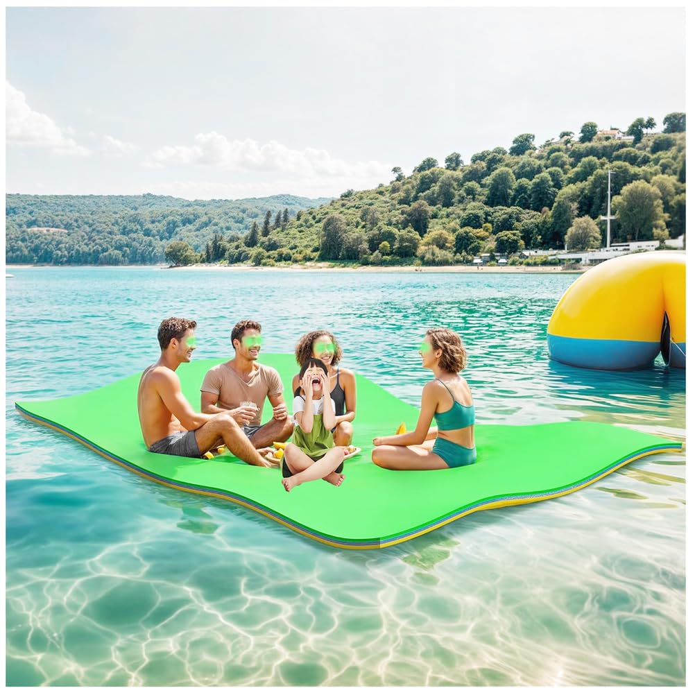 Materassino Galleggiante Tappetino Galleggiante in Schiuma XPE, Letto Galleggiante per Mare/Piscina/Lago,Verde,4m x 1.5m x 3.3cm