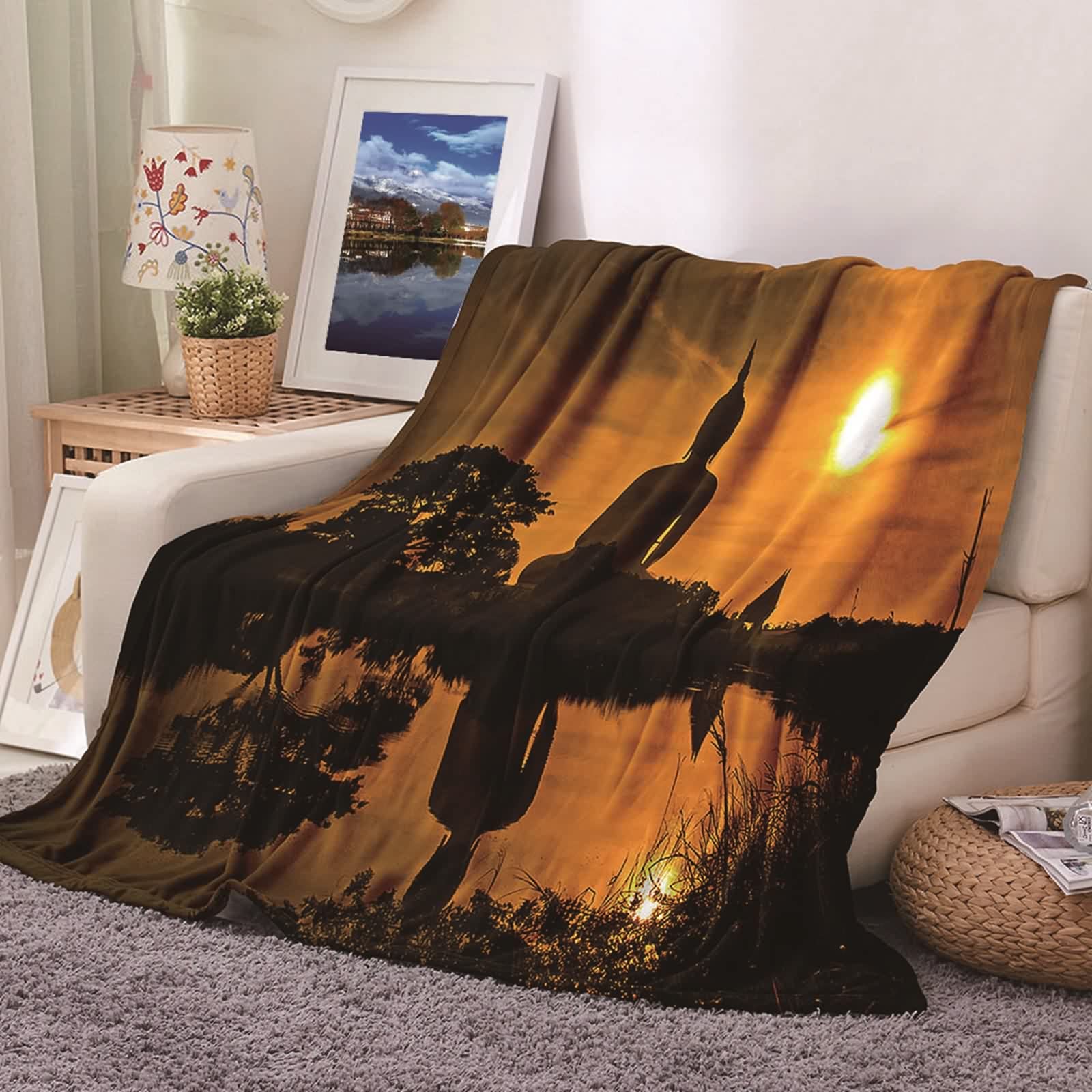 Plaid polaire flannel de canapé 180x240 couverture chaude chambre zen