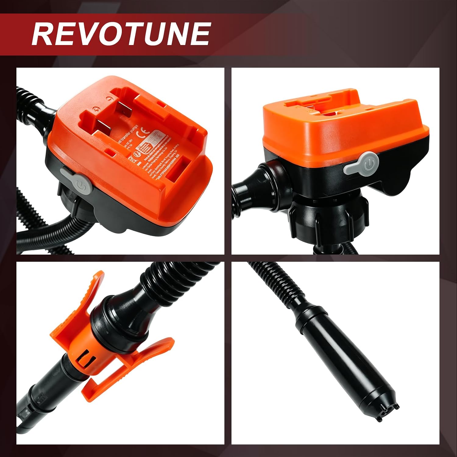 3.2 GPM Cordless Fuel Transfer Pump with Auto-Stop compatible with DeWalt 20V & Milwaukee 18V Batteries, Leak-Proof Design for Gasoline/Diesel, Includes 3 Adapters & Hose, for Car Truck Boat