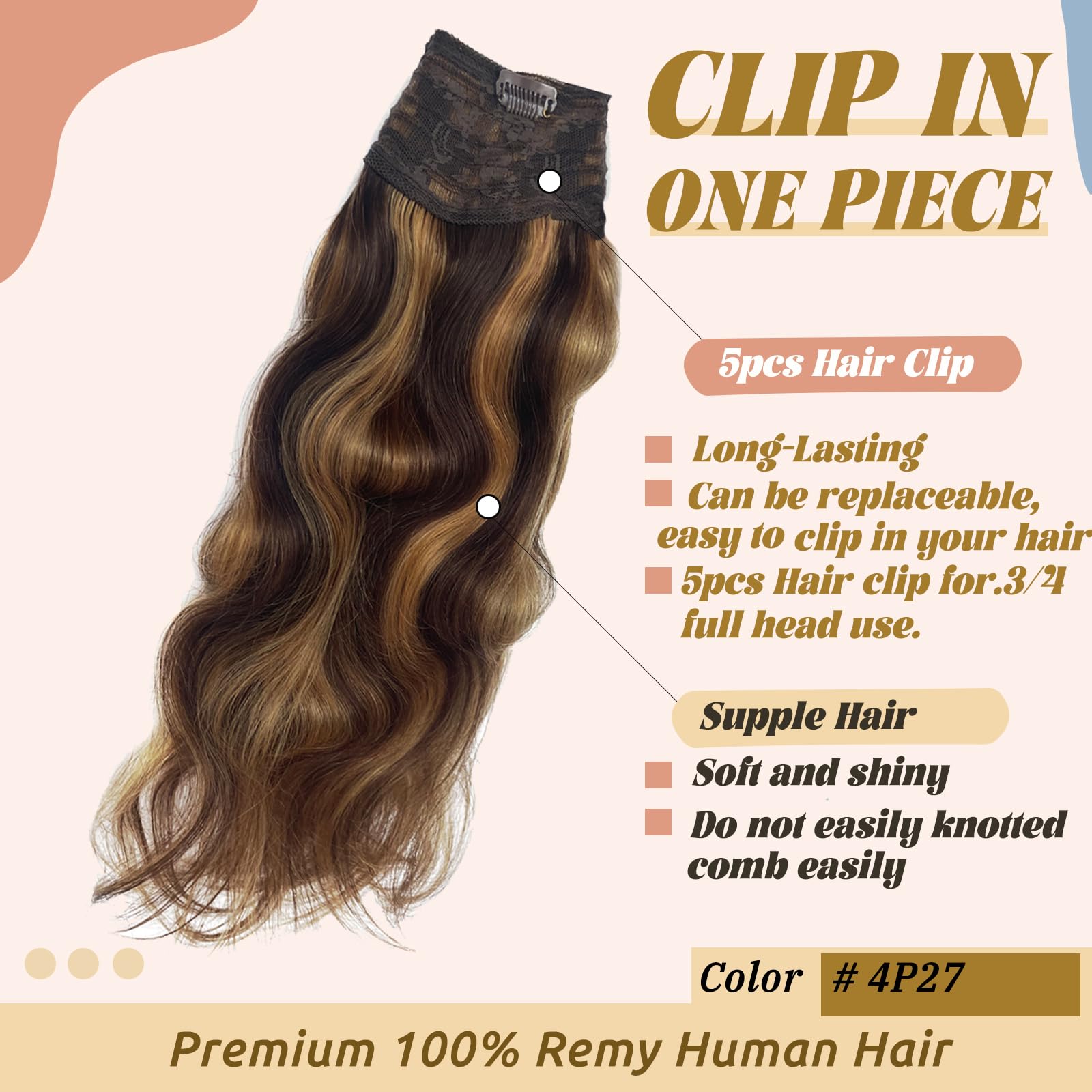 Amazon.com : Wavy Clip in Hair Extensions Real Human Hair 