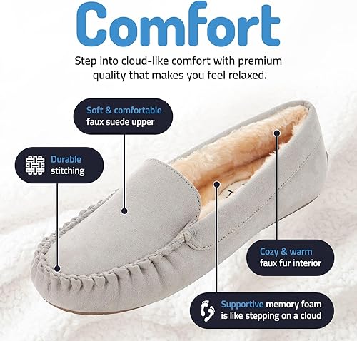 Miniatura 2 de Floopi Womens IndoorOutdoor Basic Memory Foam Moccasin Slipper