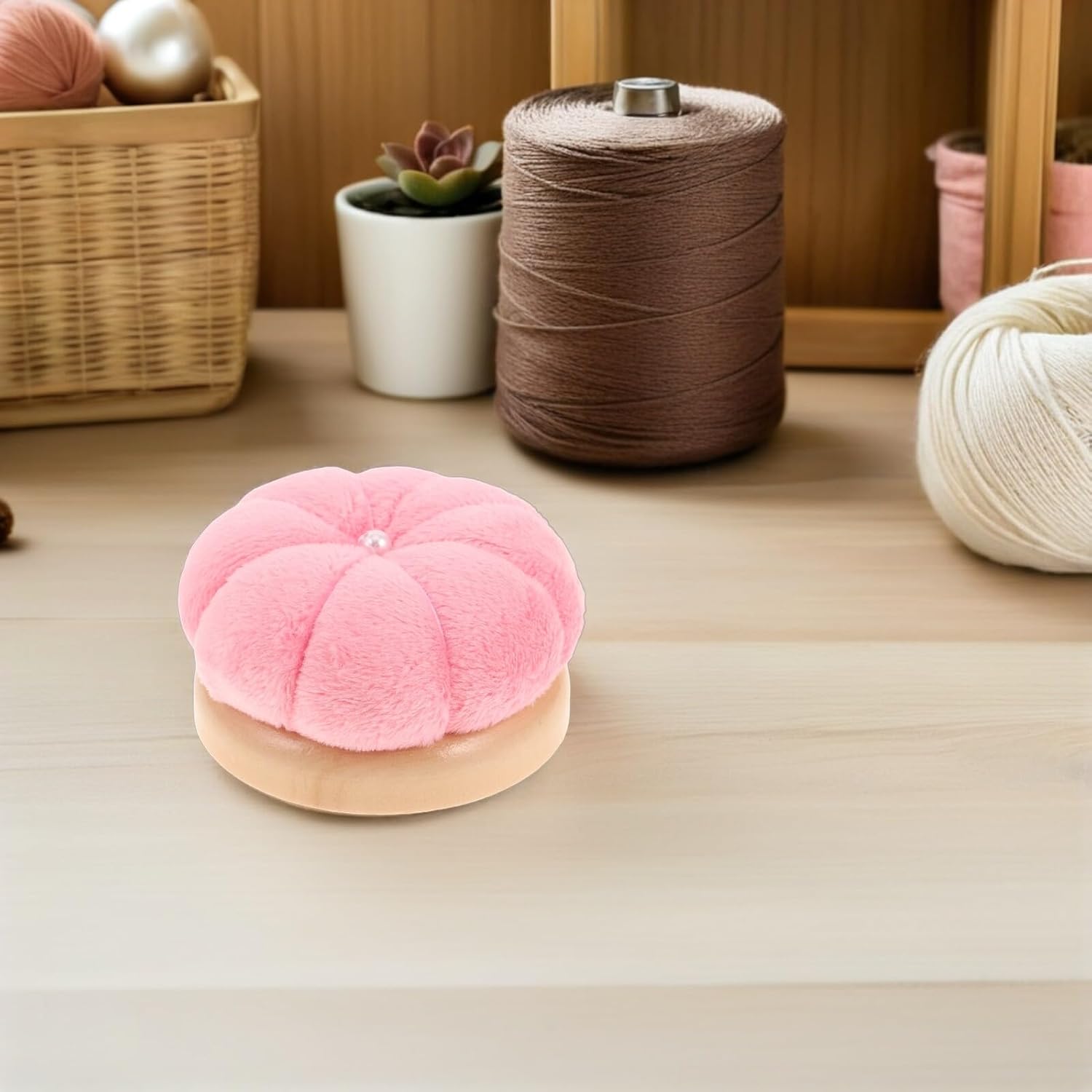 KAJNBN 2pcs Pink Pumpkin Embroidery Pin Cushions Needlework Sewing Needle Holder Soft Portable Pincushions for Quilting DIY Crafts