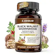 20 in 1 Black Walnut Wormwood Clove Cleanse for Humans Capsules, Natural Gut Detox & Digestive Health, Pumpkin Seed, Berberine, 10:1 Ultra-Concentrated Liposomal Tech 98% Absorption, Vegan 60 CT