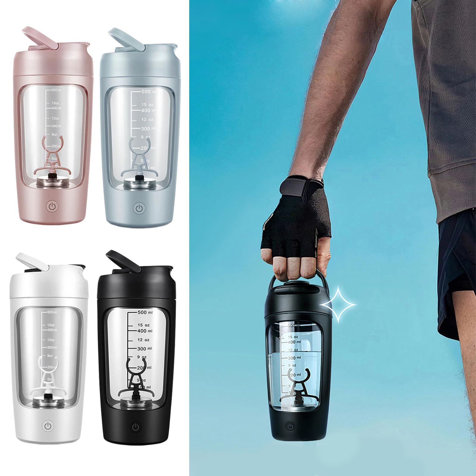 Shaker elettrico con scomparto in polvere 650ml Shaker Protein Shake ricaricabile Protein Mixer Shaker Proteine Shake Proteine Shake