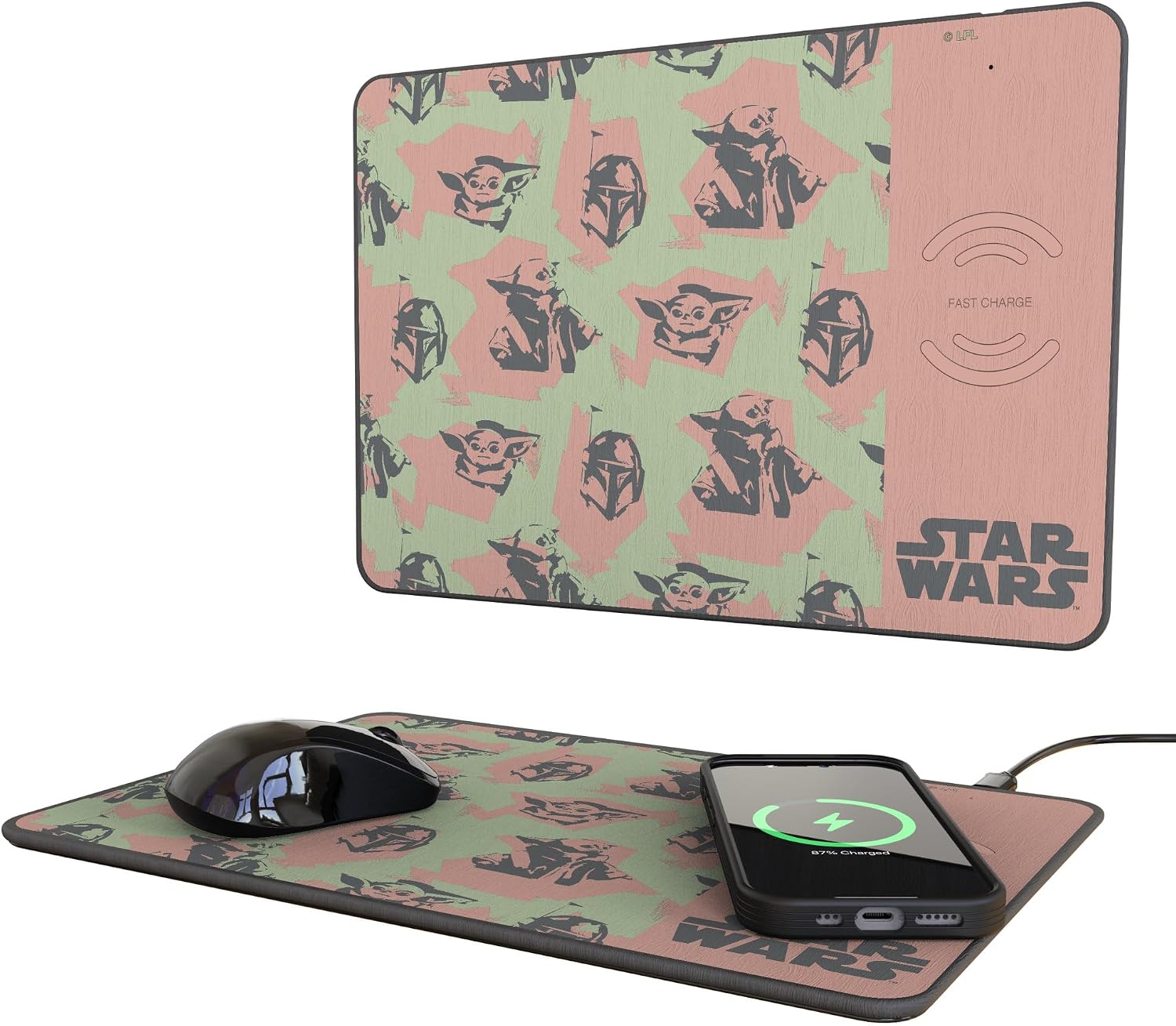 Star Wars: The Mandalorian Grogu Motif 15-Watt Wireless Charger and Mouse Pad
