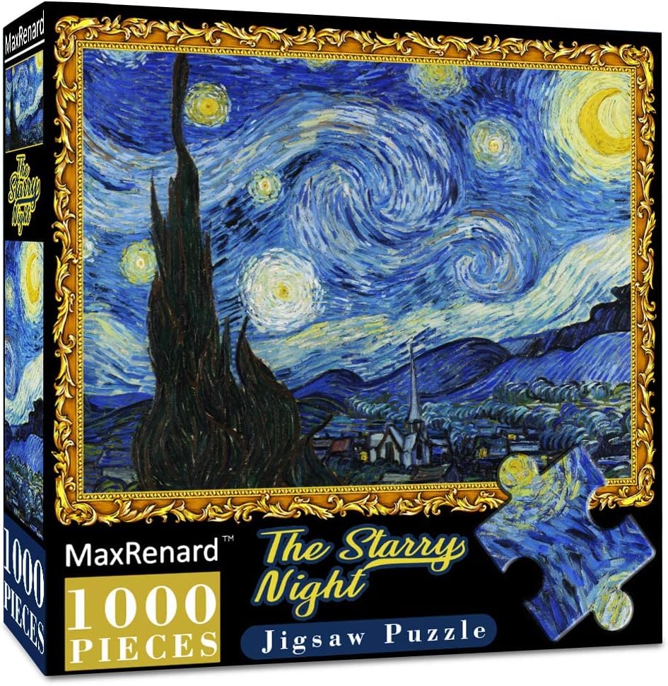 - MaxRenard Game 1000 Pieces Jigsaw Puzzle For Adult Fine Art Collection Toy -The Starry Night- Homewall Decoration Christmas Gifts Happy New Year