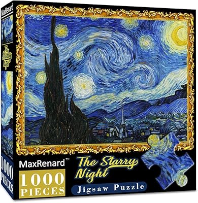 MaxRenard Game 1000 Pieces Jigsaw Puzzle For Adult Fine Art Collection Toy -The Starry Night- Homewall Decoration Christmas Gifts Happy New Year