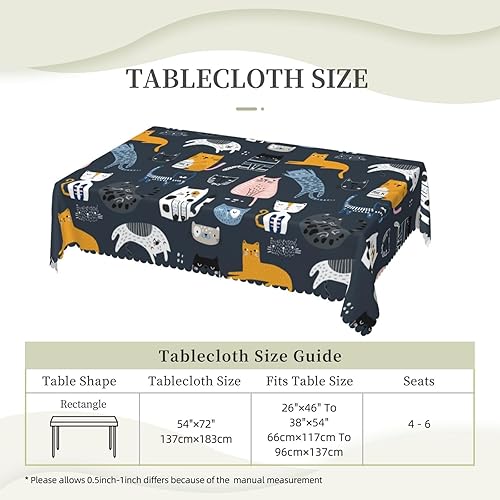 Miniatura 5 de Aimeryup Mantel rectangular de gatos saltadores, mantel impermeable rectangular para mesas rectangulares de 6 pies, manteles de mesa para comedor y