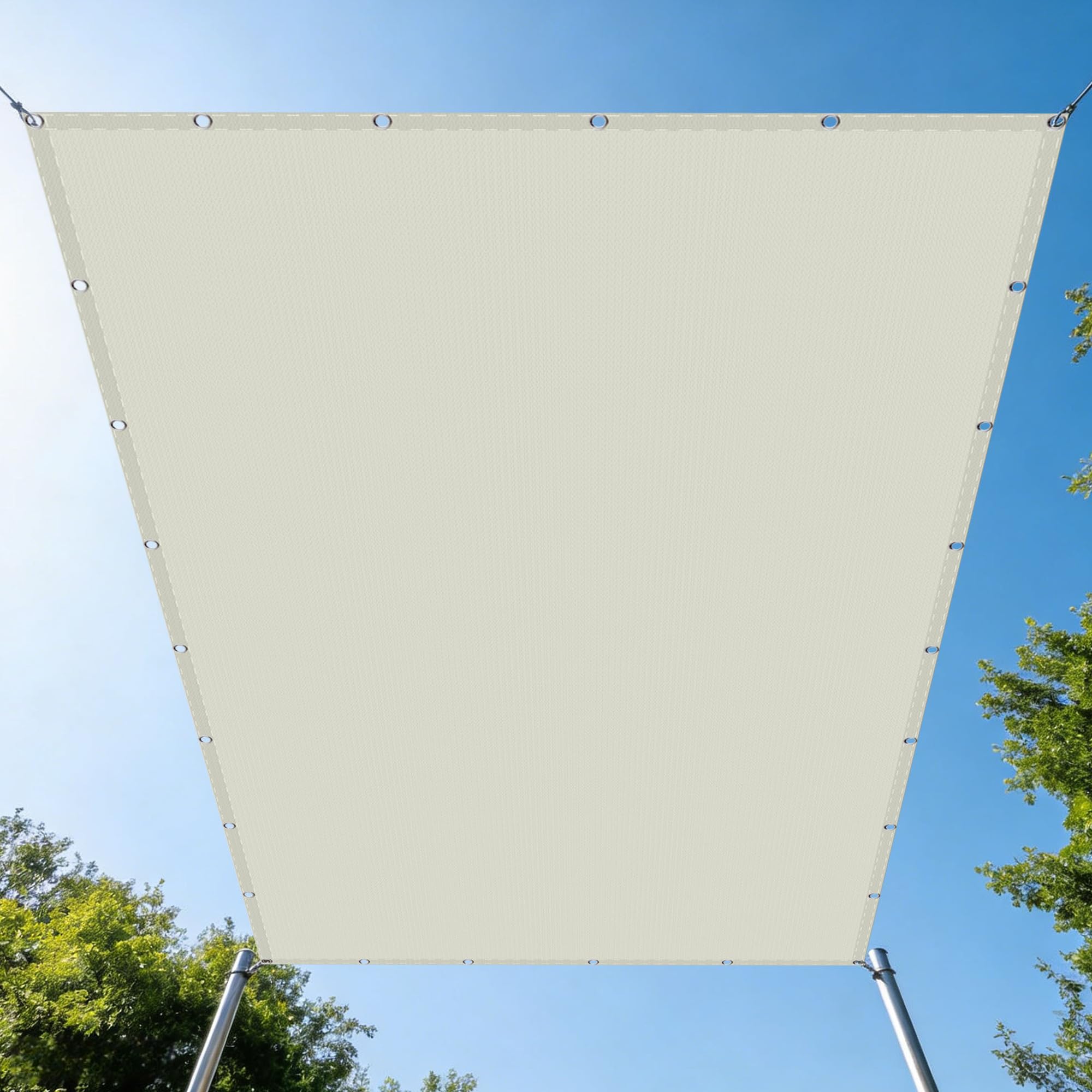 Voile d'ombrage rectangulaire 2.5x6m blanc cassé pour terrasse