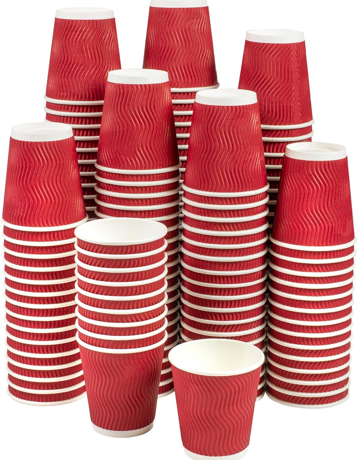EOS- BUILDING TRUST Paper Coffee Cups,Disposable Red Coffee Cups, Insulated Ripple Paper Hot Coffee Cups for Coffee Tea Hot Chocolate (200 ml, Pc) (100) (B0D17Y2MP2) Amazon Price History, Amazon Price Tracker