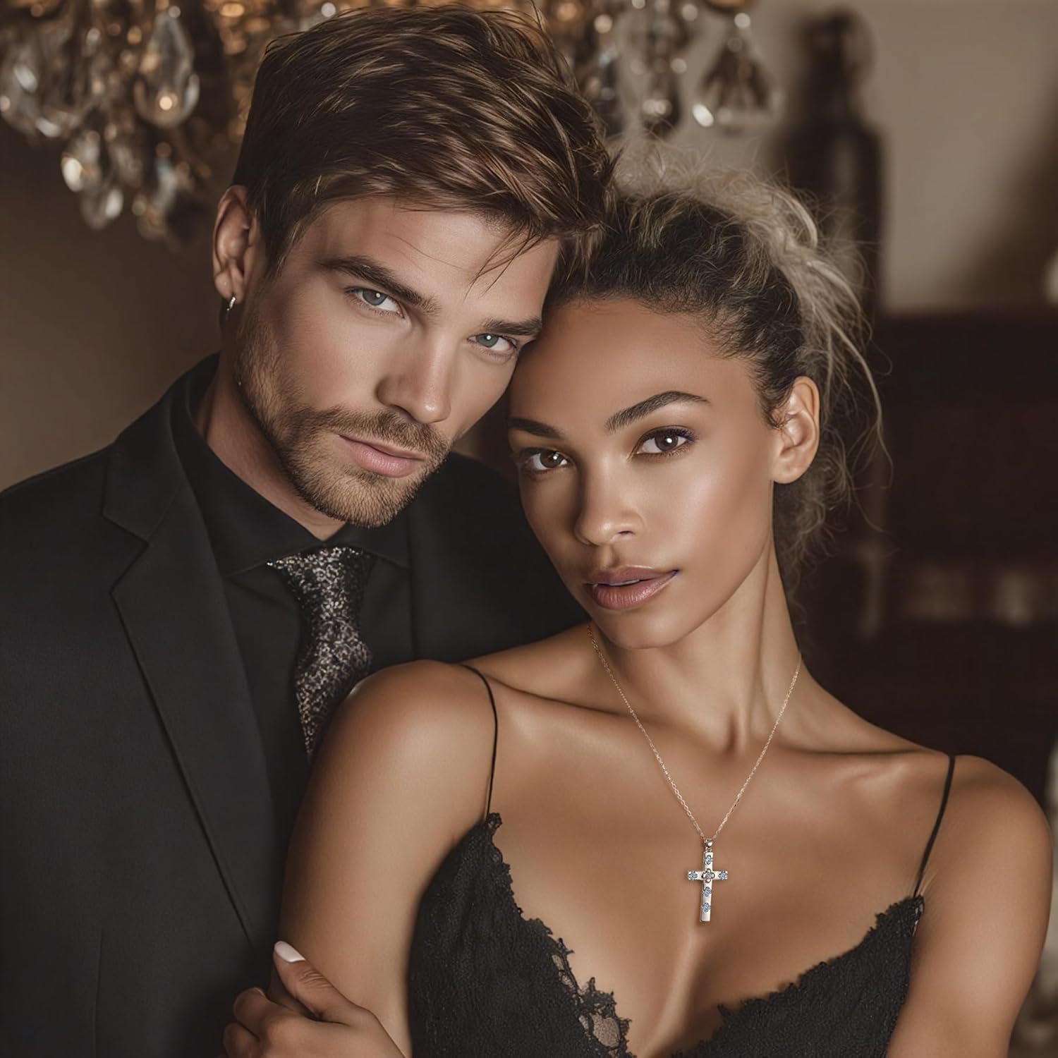 White Gold Filled Non Tarnish Cross Pendant Necklaces with Clover for Women, Christian Lucky Gift Birthday Jewelry for Her (925 Sterling Silver Base) - Image 2