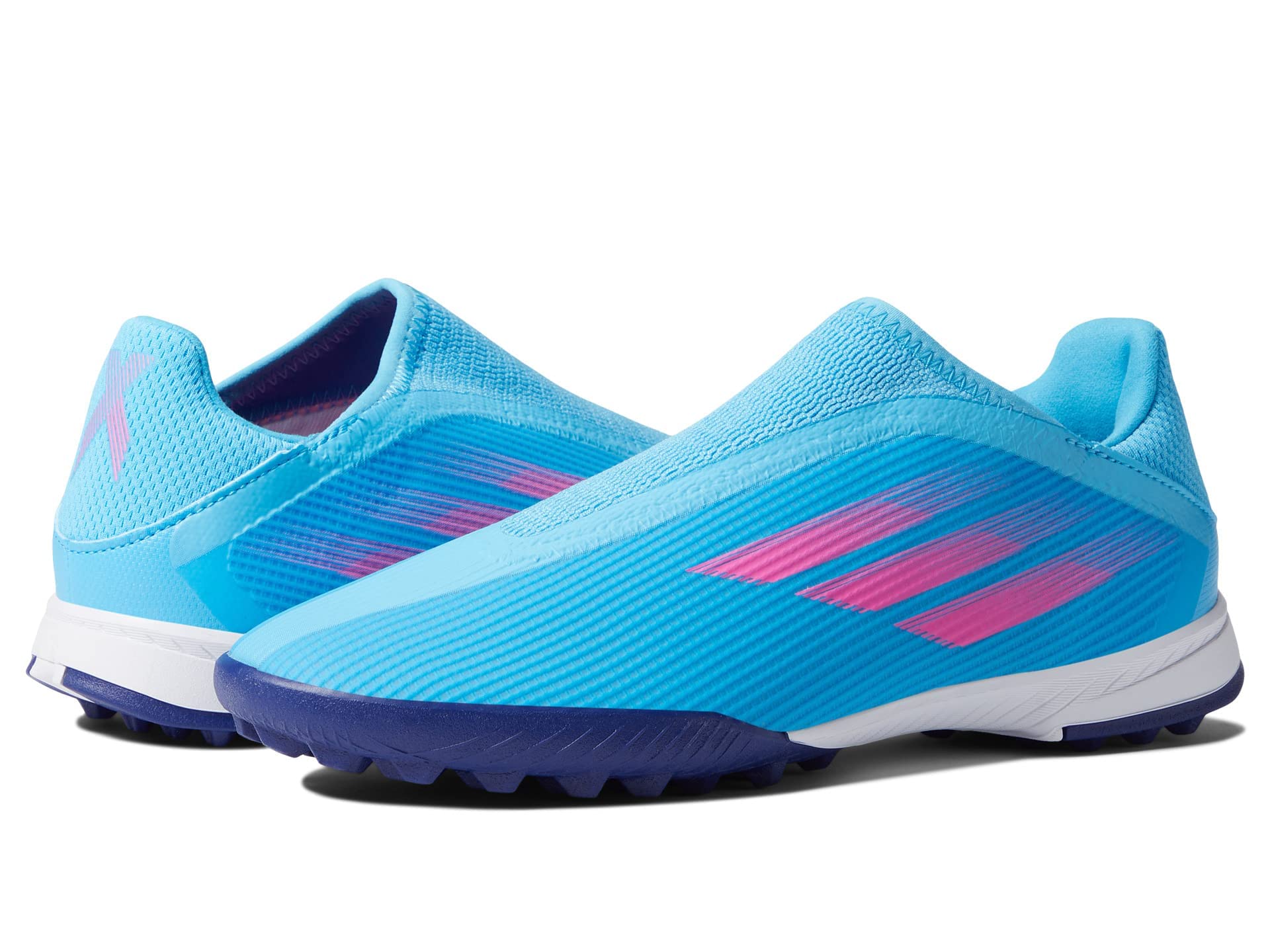adidas X Speedflow.3 Laceless Turf Soccer Shoe, Sky Rush/Team Shock Pink/White, 2.5 US Unisex Little Kid