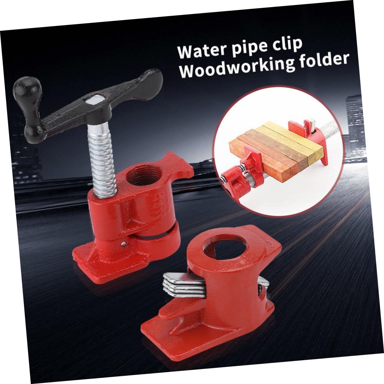 Heavy Duty Iron Wood Clamping Woodworking Tough Cast Iron Construction for Steady Gluing and Jointing for Home and Workshop Use Red