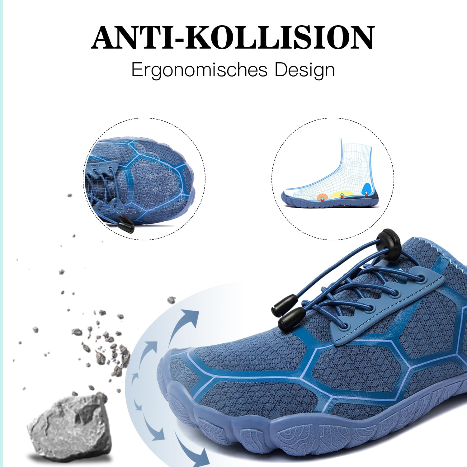 Men's Hike Barefoot Quick-Dry Sports Shoes Wide Toe Aqua for Swim Diving Surfing Kayaking Pool Beach Walking Blue 9