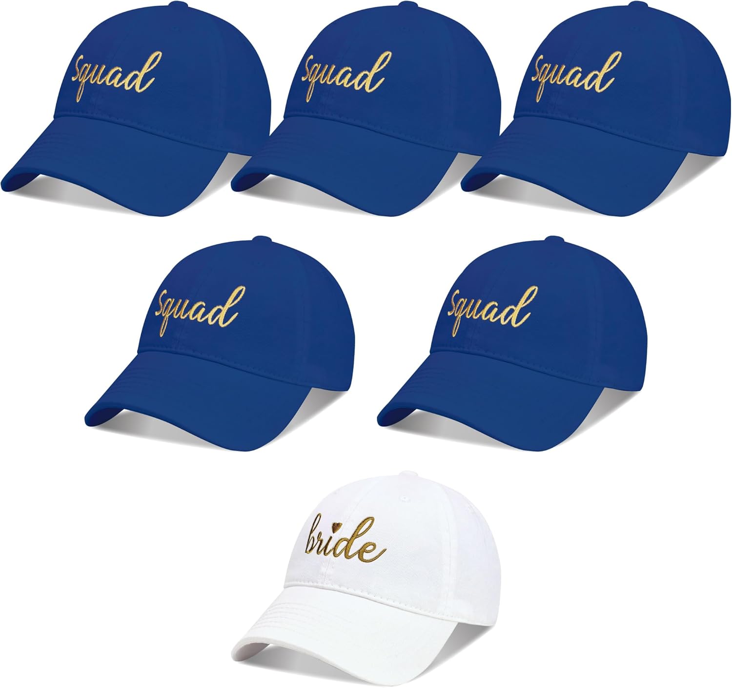 6 Pairs Bride Squad Hats Bridesmaid Gifts, Bride Hat for Bachelorette Party Bride Squad/White+navy Blue