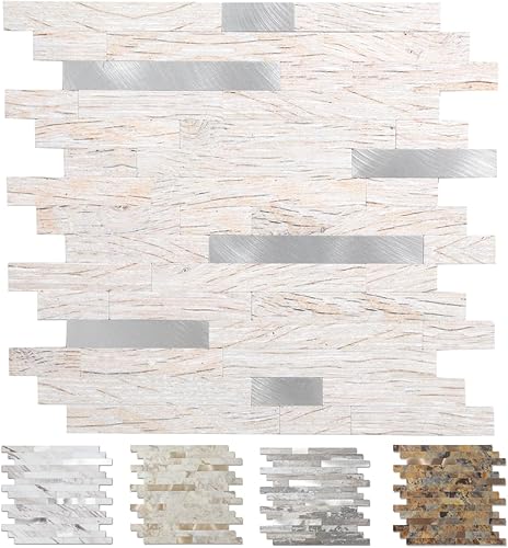 Yipscazo Azulejos de metal de piedra para despegar y pegar, azulejos adhesivos para cocina, baño, lavandería, cámper, chimenea (12 x 12 pulgadas, 1 disponible en Yaxa El Salvador