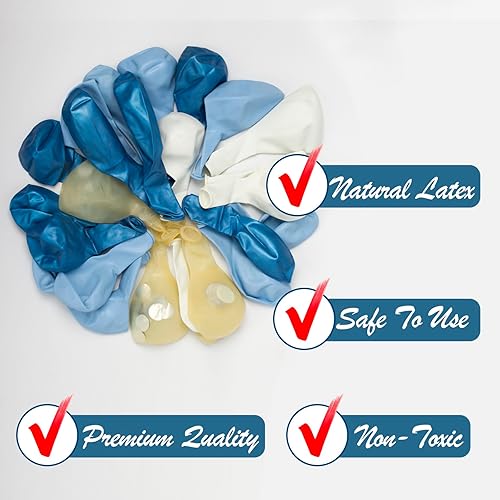 Miniatura 4 de Kit de arco de guirnalda de globos azules, 109 piezas de confeti azul macarrón y globos plateados blancos metálicos para baby shower, fiesta de