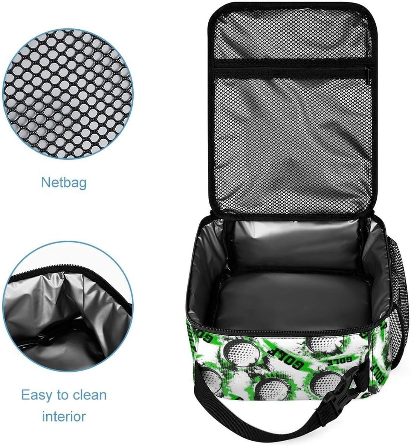 Golf Backpack with Lunch Box & Pencil Case, 16 Inch Cool Golf Themed Bookbag, Adjustable Durable Lightweight Large Capacity, Colorful Golf Backpack Set for Kids Girls Boys School - Image 6