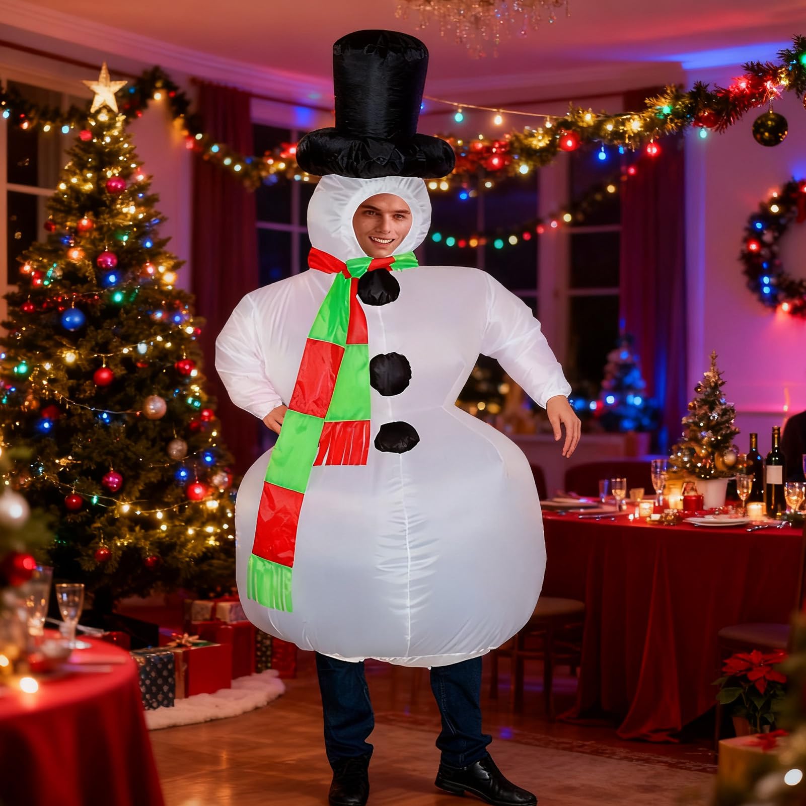 Costume Gonfiabile da Pupazzo di Neve Abito Gonfiabile Per Natale