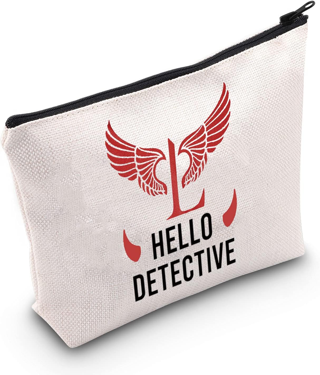 LEVLOLucifer TV Show Cosmetic Make Up Bag Lucifer Morningstar Gift Hello Detective Lucifer Makeup Zipper Pouch Ba (Hello Detective)