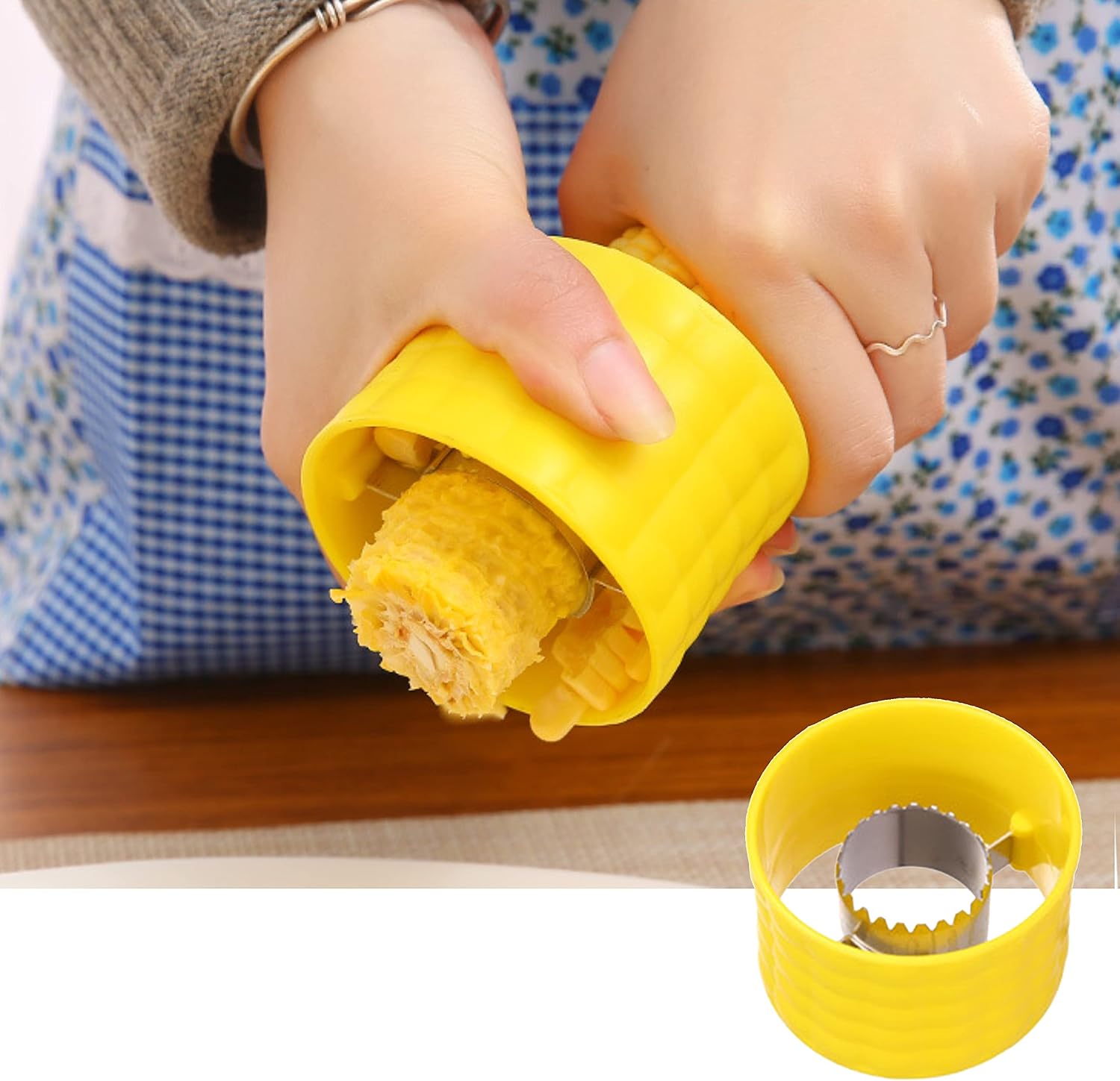 1x Corn Stripping Tool and 8x Corn Holder Pins - Corn on the Cob Grips with Interlocking Design for Safety and Storage - Perfect for Salads, BBQ, etc. (Corn Stripping & Holders)