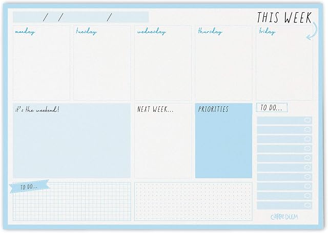 Pukka Pad, Carpe Diem, Weekly Planner Pad, Sky Blue