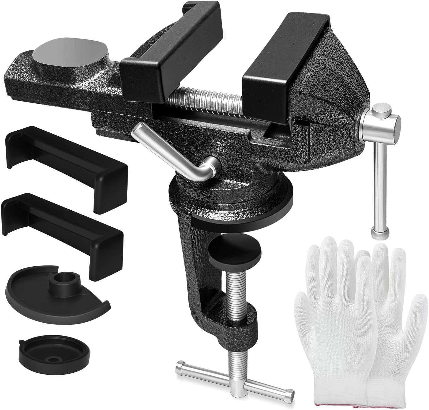 3.3 In Portable Bench Vise, 360° Swivel Base Clamp-On Table Vise – Multi-Purpose Tool for Golf Grip Kit, Woodworking, Crafting, Model Making, Metalworking & DIY