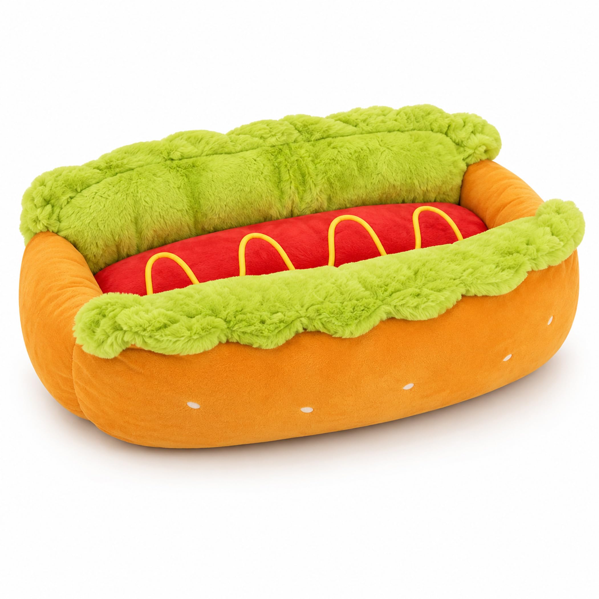 2027 New Hot Dog Dog Bed for Dachshund - HotDog Bun Soft Removable Washable Pet Bed for Small Pet (S)