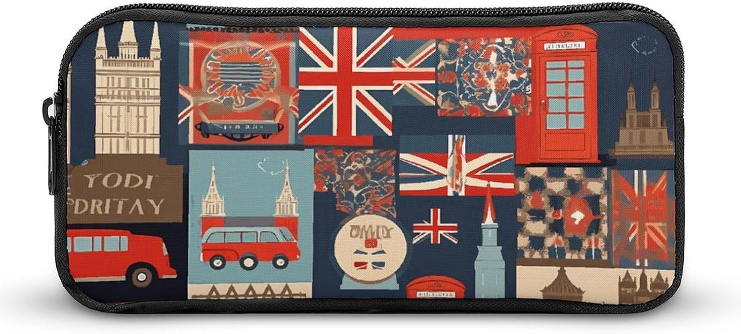 Lightweight England Symbol Pen Pouch with Metal Zipper