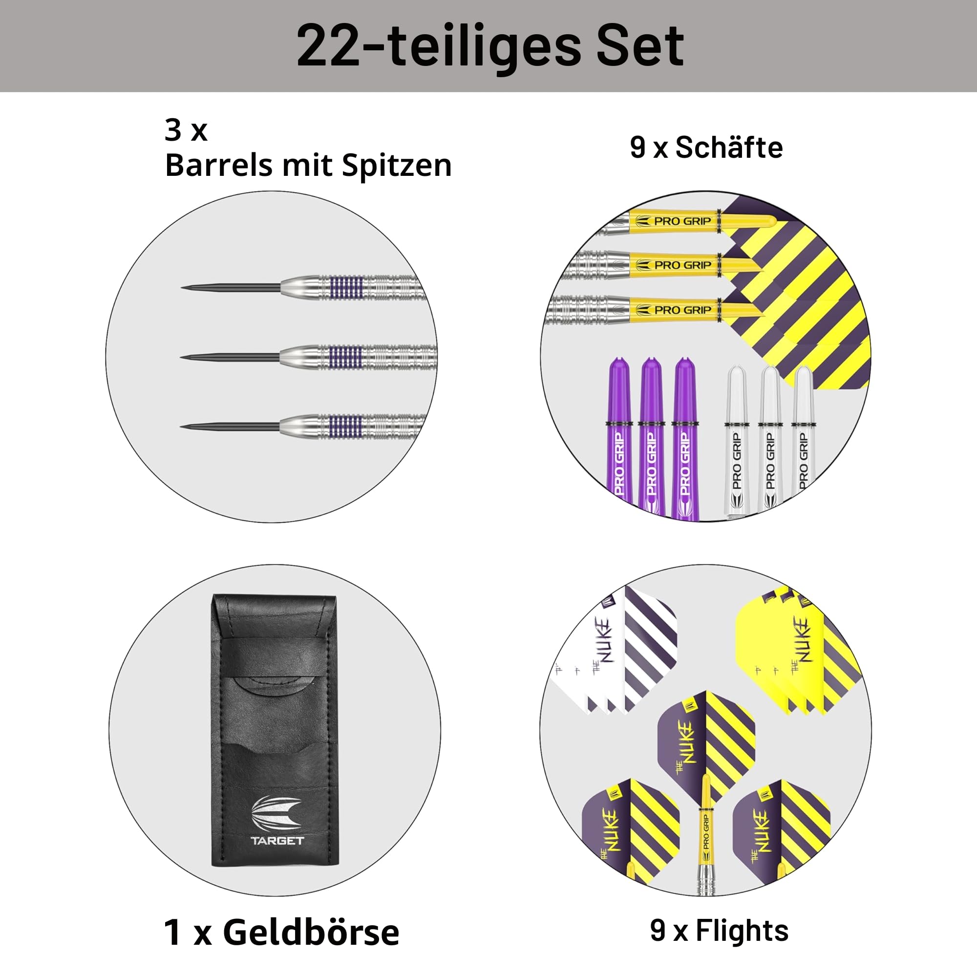Target Darts Luke Littler 80% Tungsten Steel Tip Darts Set, 21G/22G/23G | Professionelles Zubehör-Dart-Set, Pro Grip-Schaft, Pro Ultra-Flügel, Dart-Geldbörse inklusive