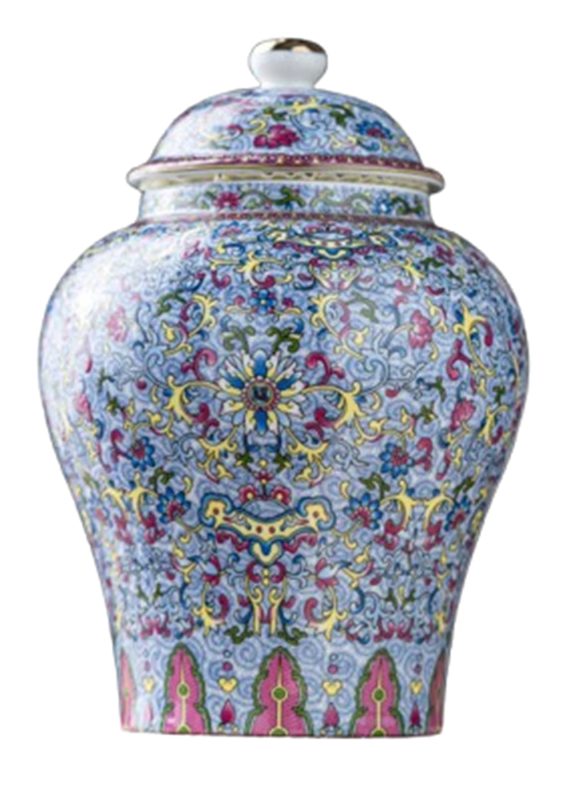NHDVDVAV Small Porcelain Ginger Jar for Loose Tea Coffee Bean,Handcrafted Enamel Enamel Vase Chinoiserie Decor for Bedroom Table Accent Shelf Tabletop,D