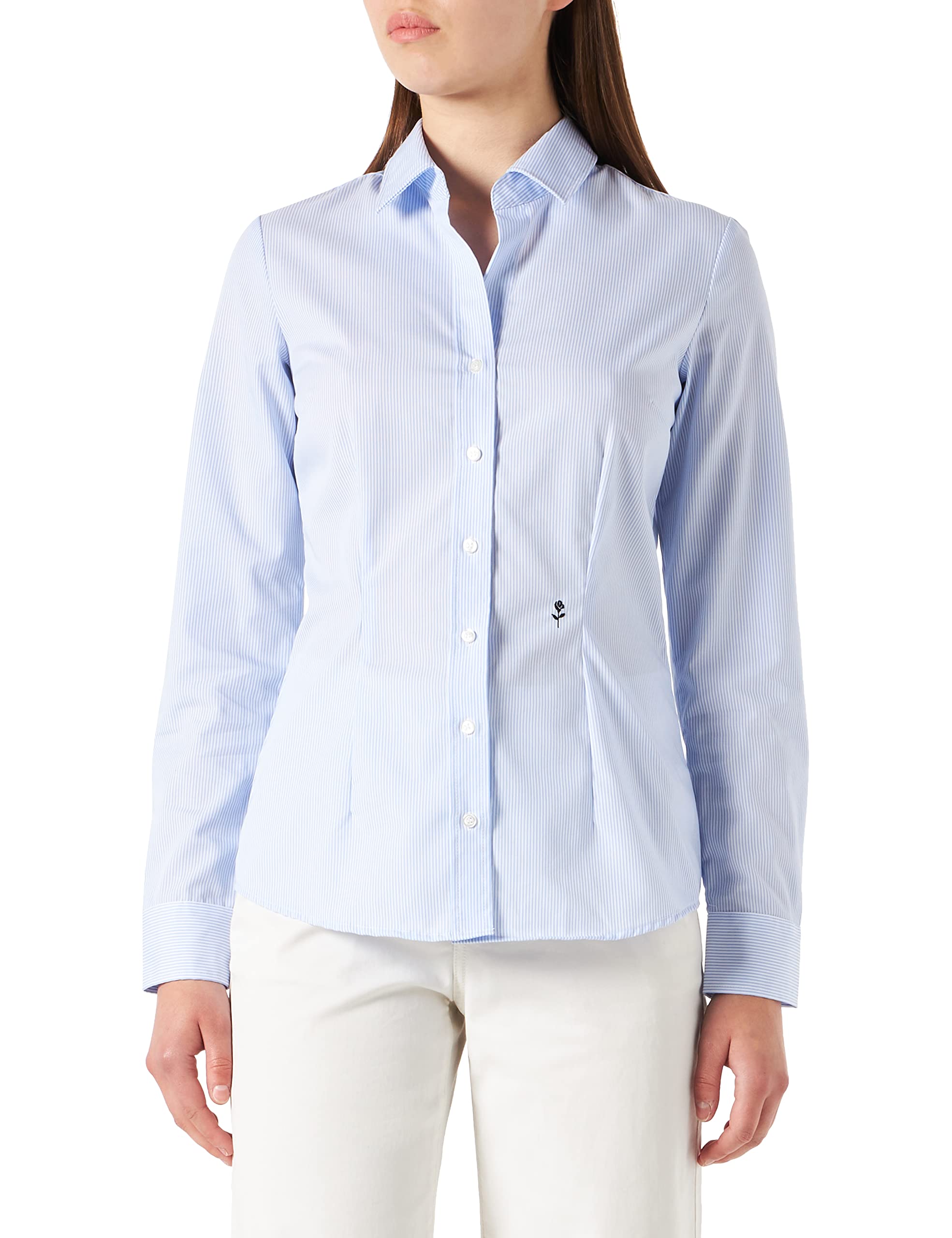 Seidensticker Damesblouse, hemdblouse, slimfit, lange mouwen, effen
