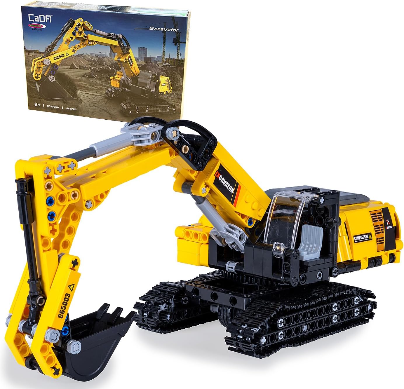 JAMARA 402850 Each Excavator Bricks Construction Vehicles for Kids Ages 8 and Up, Toy for Kids, Gift Idea for Kids, Clamping Blocks Vehicle, Building Kit, Tower