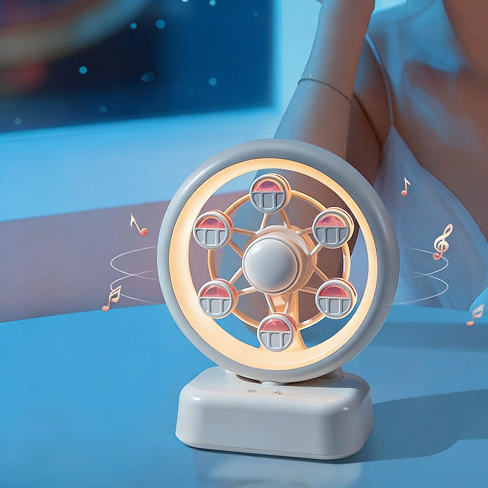 Rotante a forma di ruota panoramica LED lampada da notte con built-in in Music Box ed effetti di luce di sincronizzazione adatto per regali decorazioni natalizie luci