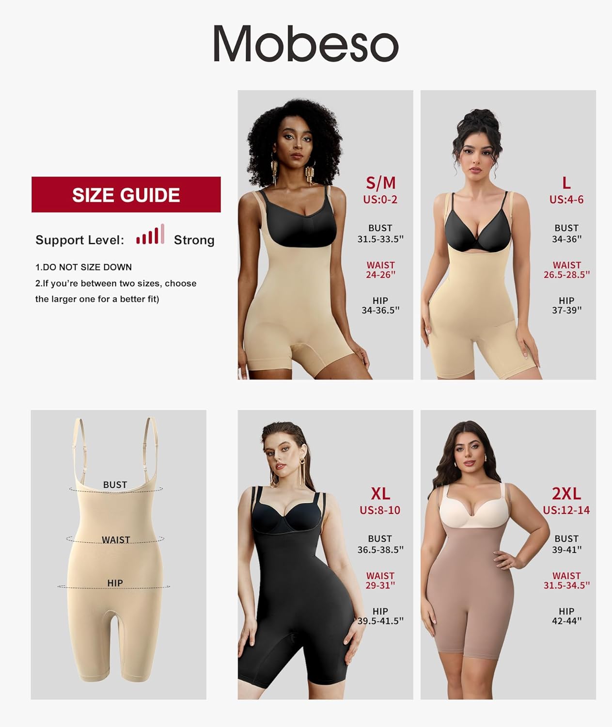 Mosebo Shapewear for Women Tummy Control Open Bust Body Shaper Seamless Compression Waist Trainer Bodysuit - Image 6