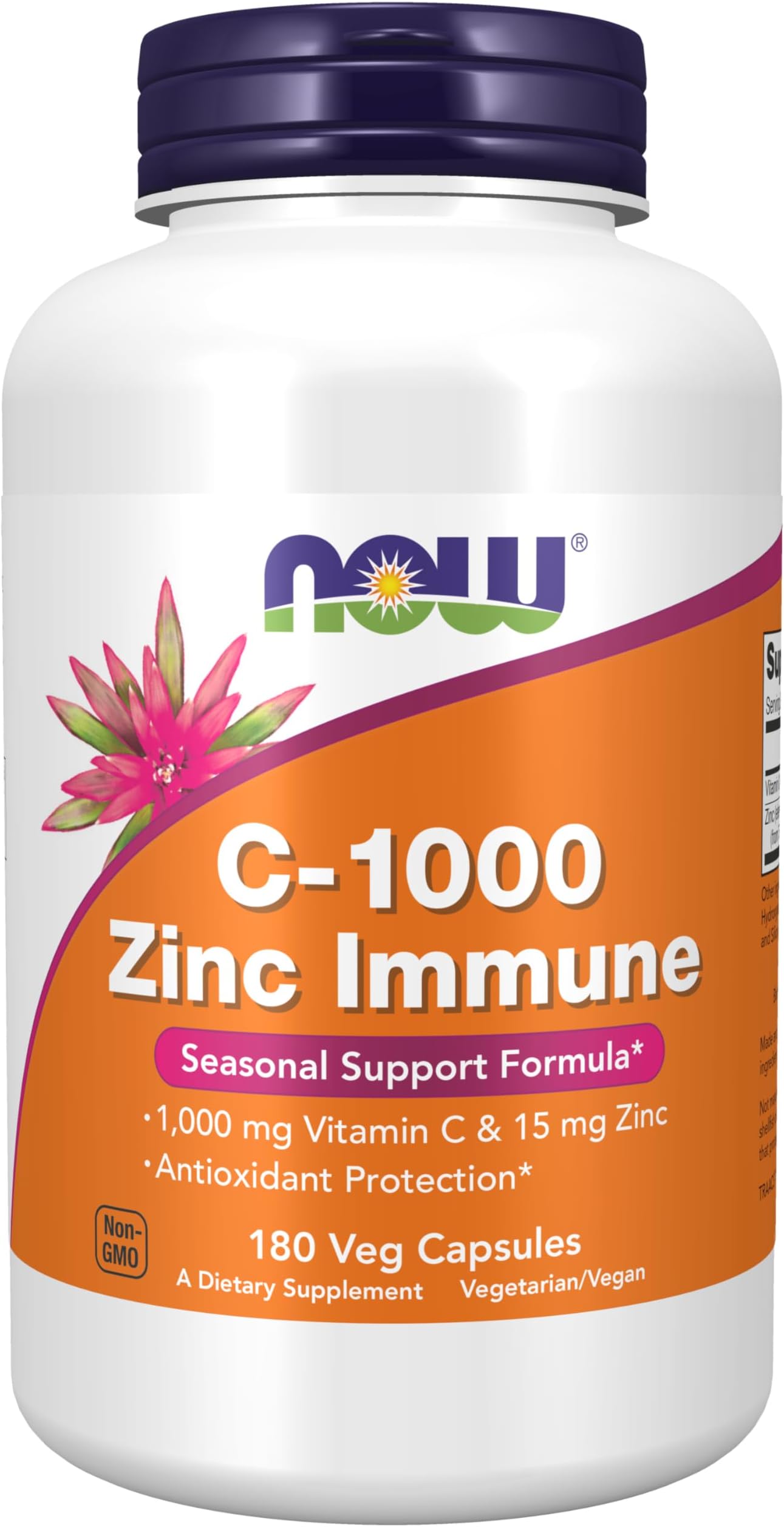NOW Supplements, C-1000 & Zinc Immune, Seasonal Support Formula, Antioxidant Protection, 180 Count