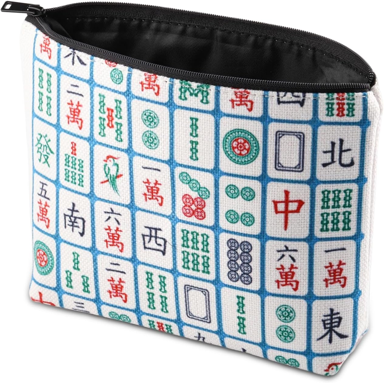 PXTIDY Lucky Mahjong Tiles Makeup Bag Mahjong Board Game Storage Bag for Mahjong Lover Mahjong Player Zipper Pouch image 4