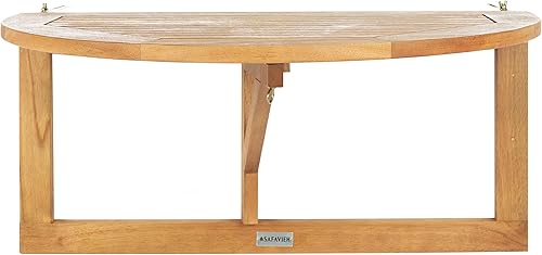 Miniatura 4 de Safavieh PAT7045A Outdoor Collection Owens Madera de teca natural Balcón Colgante Media Mesa