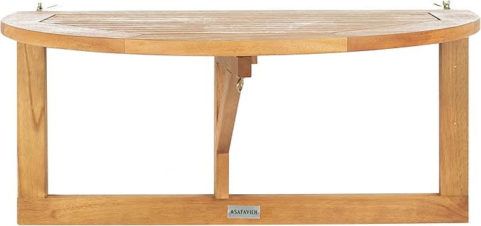 Safavieh PAT7045A Outdoor Collection Owens Natural teak wood Balcony Hanging Half Table