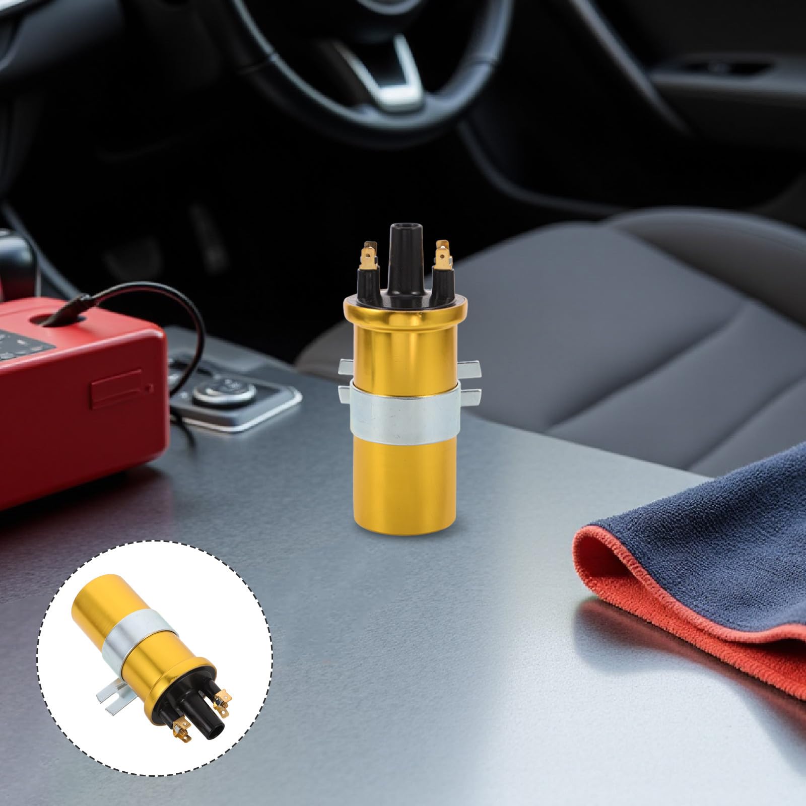 SECFOU Bobina di Accensione 12V a Bagno d'Olio in Metallo DLB105 per Motori Diesel Veicoli Pesanti e Auto