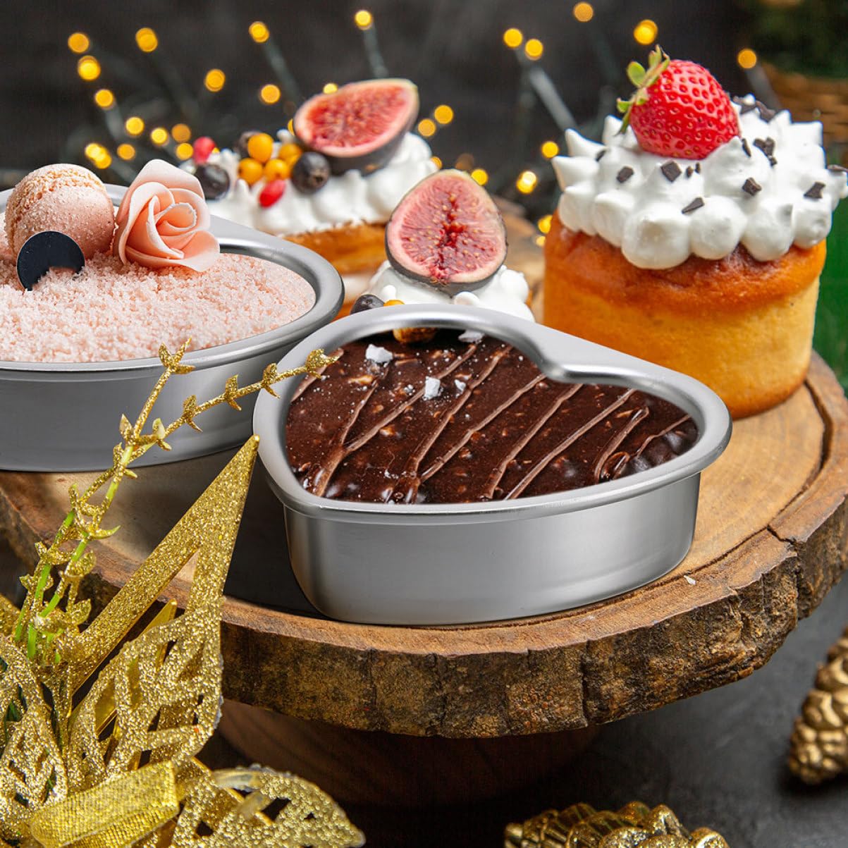 MAGICLULU 5pièces Moule à Gâteau Cœur Amovible Accessoire De Pâtisserie Pour Desserts Spéciaux Pour Et
