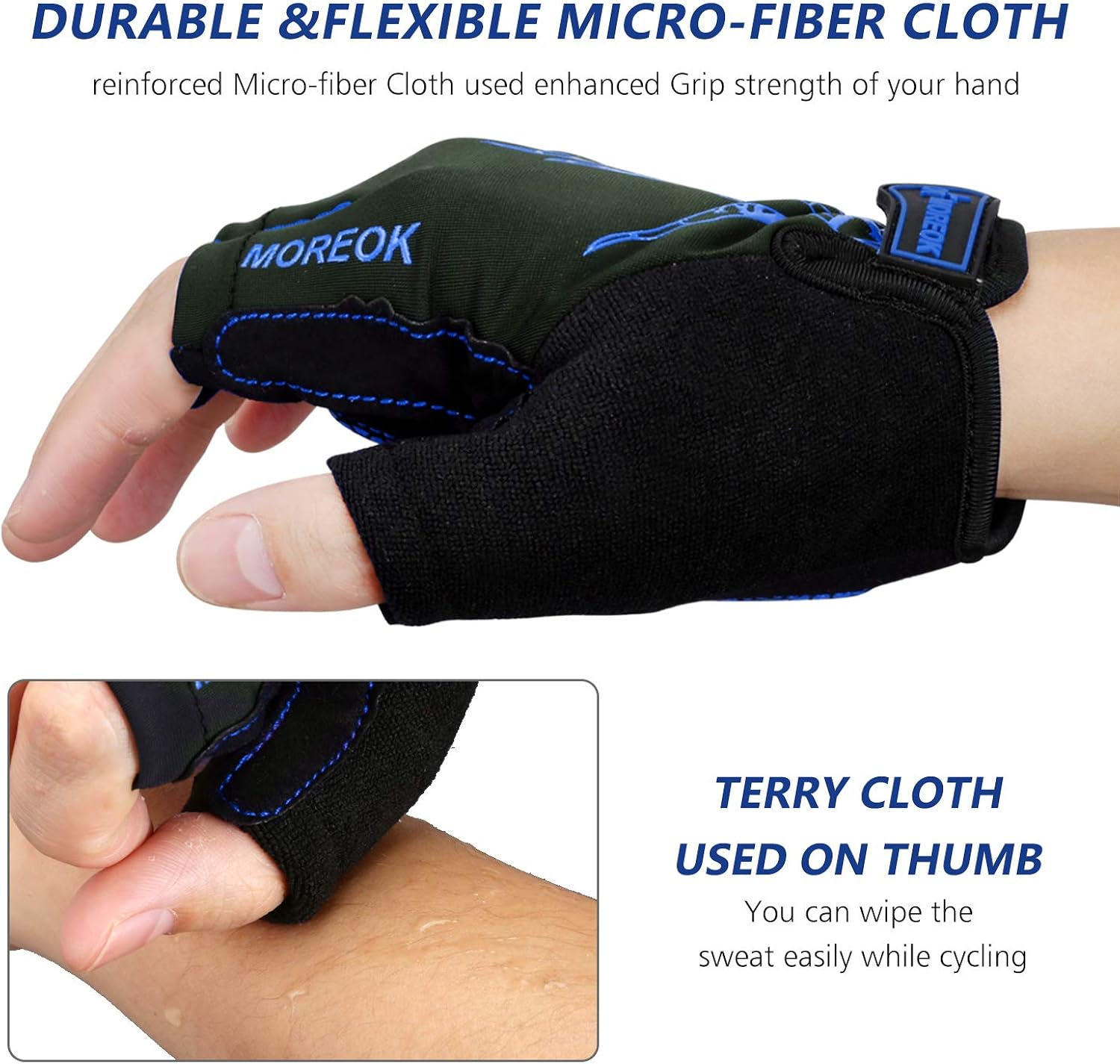 MOREOK Mens Cycling Gloves,Half Finger Biking Glove MTB DH Road Bicycle Gloves Gel Pad Shock-Absorbing Anti-Slip Breathable Motorcycle Mountain Bike Gloves Unisex Women : Sports & Outdoors