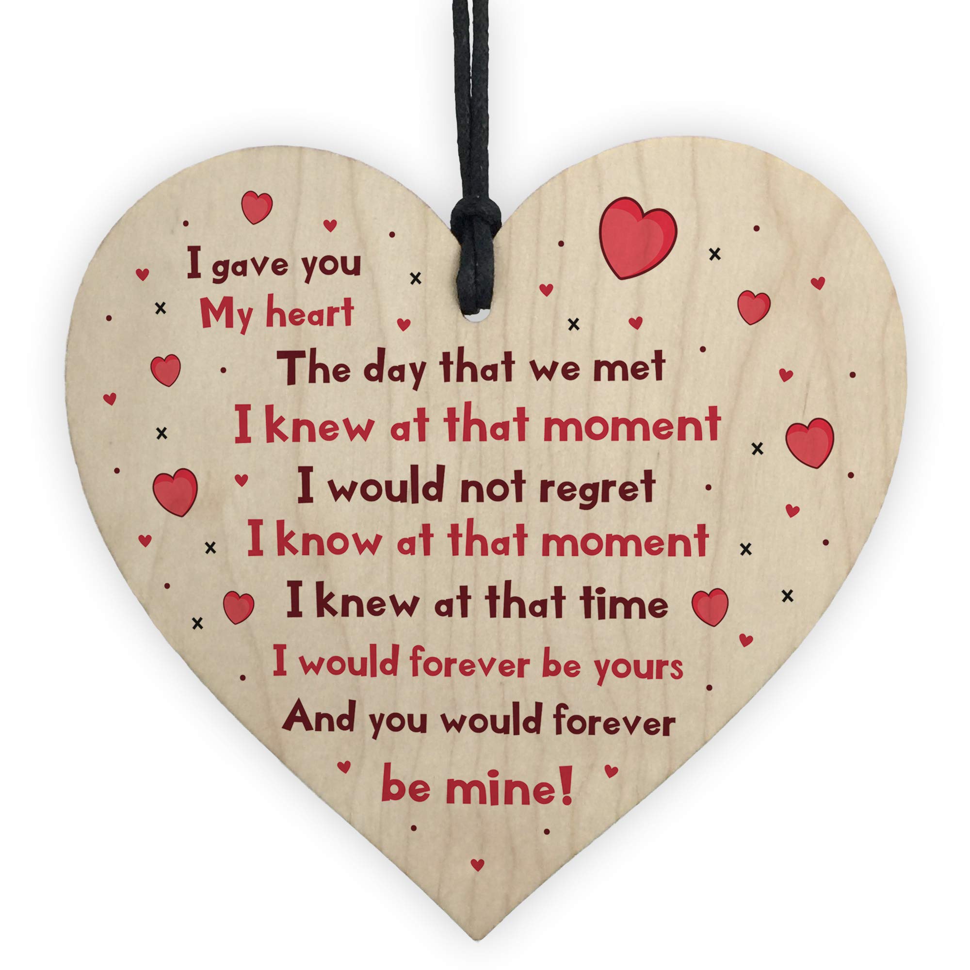 Handmade Gift For Husband Wife Boyfriend Girlfriend Wooden Heart Valentines Gift
