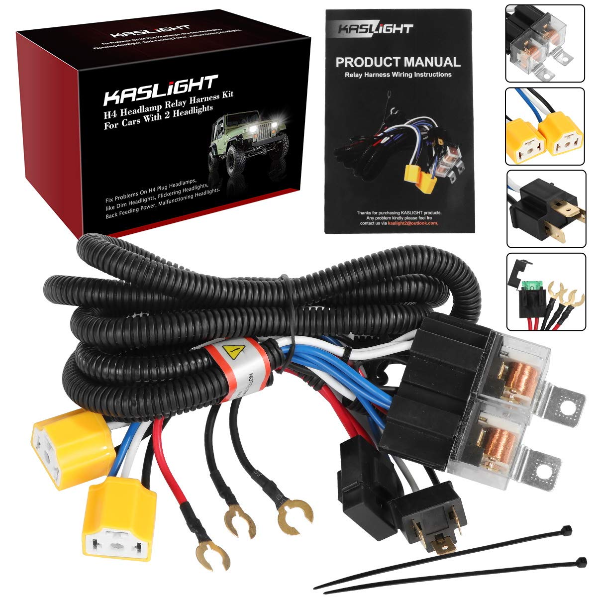 KASLIGHT H4 Relay Harness 1Set 2 H6054 7x6 6054